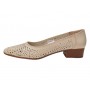pantofi dama bej din piele naturala perforati cu toc mic gros clp05bej